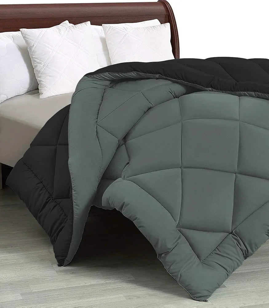 Cloth Fusion Reversible AC Comforter Set Double Bed 220 GSM,Soft Microfibre King Size Quilt Blanket for Winter